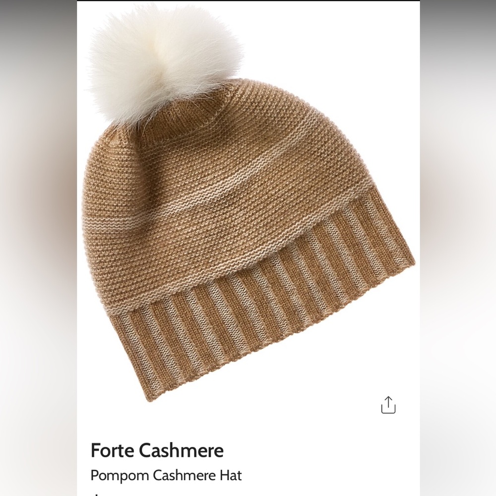 NWT cashmere & fur pom beanie
